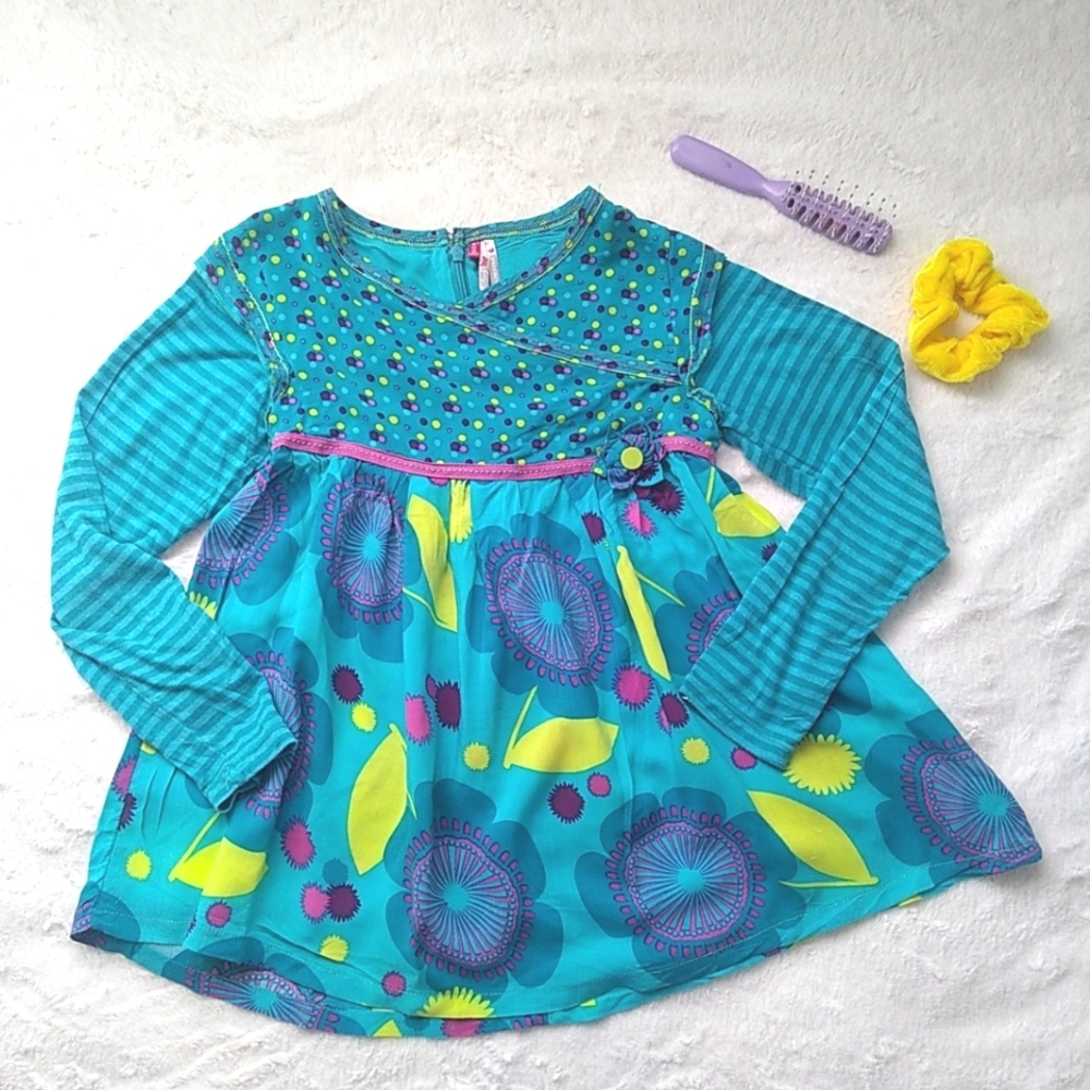 Girls Multicoloured Floral Swing Top Size 8